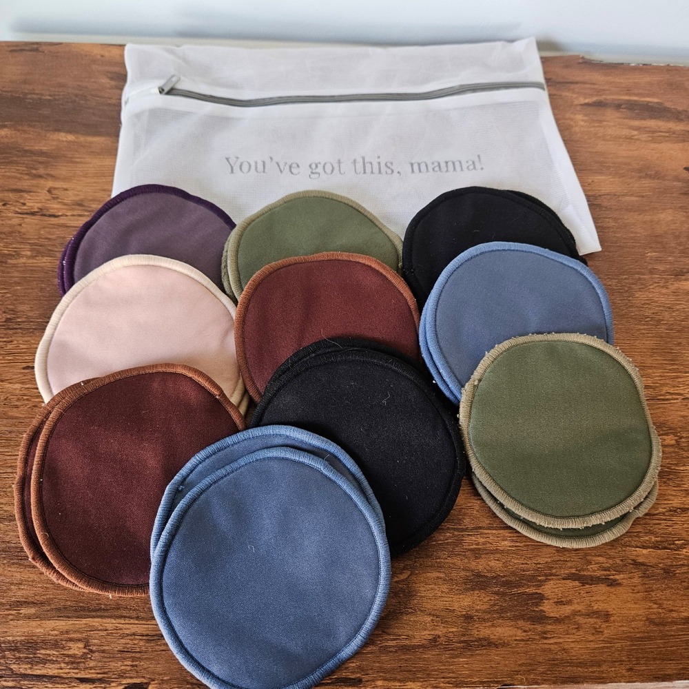 We are Amma Reusable Nursing Pads Set 14 with Mesh Laundry Bag Assorted Colors